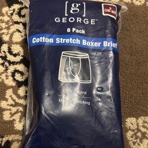George Men's Cotton Stretch Boxer Briefs - 6 Pack - Navy